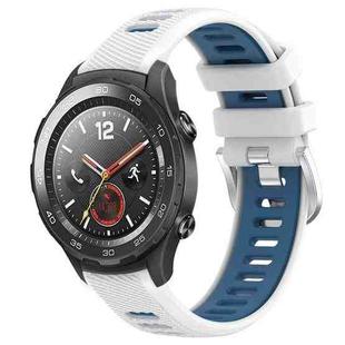 For Honor Magic Watch 2 46mm 22mm Sports Two-Color Steel Buckle Silicone Watch Band(White+Blue)