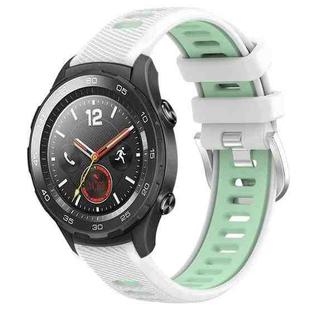 For Honor Magic Watch 2 46mm 22mm Sports Two-Color Steel Buckle Silicone Watch Band(White+Teal)