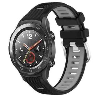 For Honor Magic Watch 2 46mm 22mm Sports Two-Color Steel Buckle Silicone Watch Band(Black+Grey)