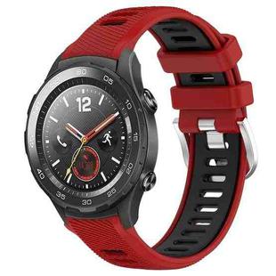For Honor Magic Watch 2 46mm 22mm Sports Two-Color Steel Buckle Silicone Watch Band(Red+Black)
