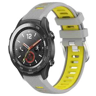 For Honor Magic Watch 2 46mm 22mm Sports Two-Color Steel Buckle Silicone Watch Band(Grey+Yellow)