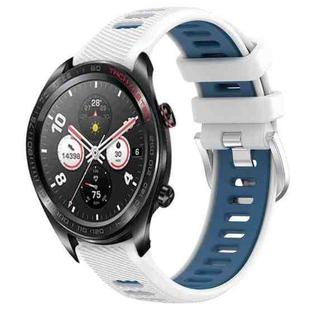 For Honor Watch Dream 22mm Sports Two-Color Steel Buckle Silicone Watch Band(White+Blue)