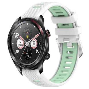 For Honor Watch Dream 22mm Sports Two-Color Steel Buckle Silicone Watch Band(White+Teal)