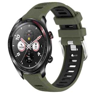 For Honor Watch Dream 22mm Sports Two-Color Steel Buckle Silicone Watch Band(Army Green+Black)