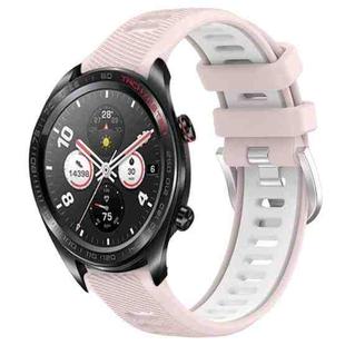 For Honor Watch Dream 22mm Sports Two-Color Steel Buckle Silicone Watch Band(Pink+White)