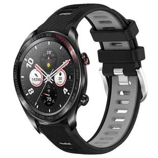For Honor Watch Dream 22mm Sports Two-Color Steel Buckle Silicone Watch Band(Black+Grey)