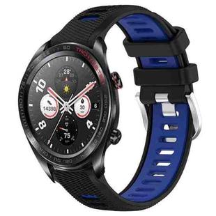 For Honor Watch Dream 22mm Sports Two-Color Steel Buckle Silicone Watch Band(Black+Blue)