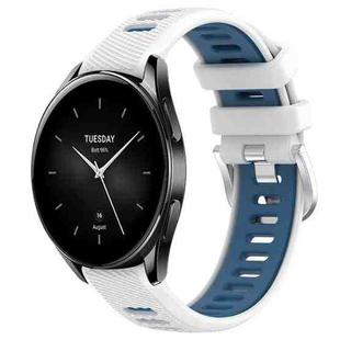 For Xiaomi Watch S2 42mm 22mm Sports Two-Color Steel Buckle Silicone Watch Band(White+Blue)
