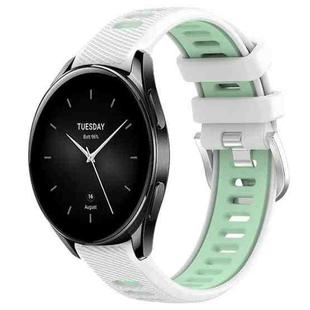 For Xiaomi Watch S2 42mm 22mm Sports Two-Color Steel Buckle Silicone Watch Band(White+Teal)