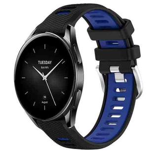 For Xiaomi Watch S2 46mm 22mm Sports Two-Color Steel Buckle Silicone Watch Band(Black+Blue)
