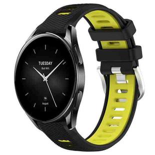 For Xiaomi Watch S2 46mm 22mm Sports Two-Color Steel Buckle Silicone Watch Band(Black+Lime Green)