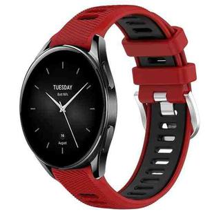 For Xiaomi Watch S2 46mm 22mm Sports Two-Color Steel Buckle Silicone Watch Band(Red+Black)