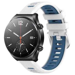 For Xiaomi MI Watch S1 22mm Sports Two-Color Steel Buckle Silicone Watch Band(White+Blue)