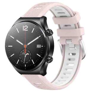 For Xiaomi MI Watch S1 22mm Sports Two-Color Steel Buckle Silicone Watch Band(Pink+White)
