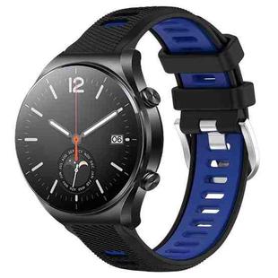 For Xiaomi MI Watch S1 22mm Sports Two-Color Steel Buckle Silicone Watch Band(Black+Blue)