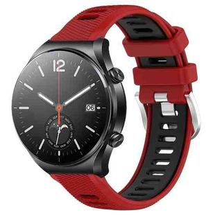 For Xiaomi MI Watch S1 22mm Sports Two-Color Steel Buckle Silicone Watch Band(Red+Black)