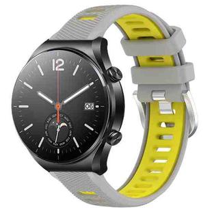 For Xiaomi MI Watch S1 22mm Sports Two-Color Steel Buckle Silicone Watch Band(Grey+Yellow)
