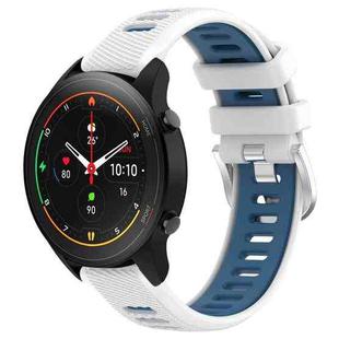 For Xiaomi MI Watch S1 Pro 22mm Sports Two-Color Steel Buckle Silicone Watch Band(White+Blue)