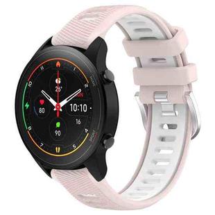 For Xiaomi MI Watch S1 Pro 22mm Sports Two-Color Steel Buckle Silicone Watch Band(Pink+White)