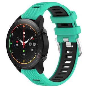 For Xiaomi MI Watch S1 Pro 22mm Sports Two-Color Steel Buckle Silicone Watch Band(Lake Blue+Black)