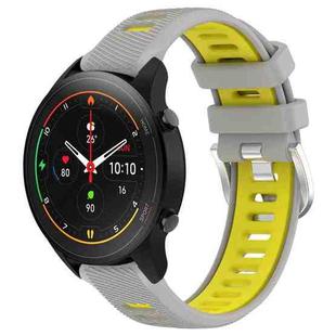 For Xiaomi MI Watch S1 Pro 22mm Sports Two-Color Steel Buckle Silicone Watch Band(Grey+Yellow)