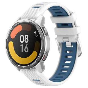 For Xiaomi Watch S1 Active 22mm Sports Two-Color Steel Buckle Silicone Watch Band(White+Blue)