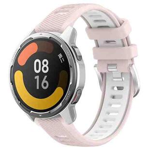 For Xiaomi Watch S1 Active 22mm Sports Two-Color Steel Buckle Silicone Watch Band(Pink+White)