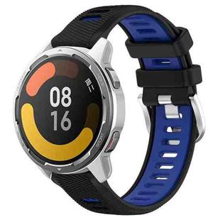 For Xiaomi Watch S1 Active 22mm Sports Two-Color Steel Buckle Silicone Watch Band(Black+Blue)