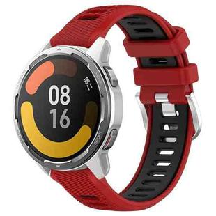 For Xiaomi Watch S1 Active 22mm Sports Two-Color Steel Buckle Silicone Watch Band(Red+Black)