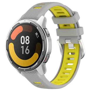 For Xiaomi Watch S1 Active 22mm Sports Two-Color Steel Buckle Silicone Watch Band(Grey+Yellow)