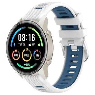 For Xiaomi MI Watch Color 2 22mm Sports Two-Color Steel Buckle Silicone Watch Band(White+Blue)
