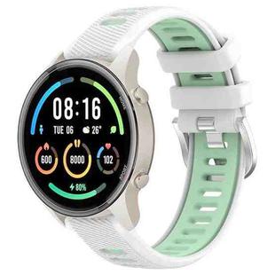 For Xiaomi MI Watch Color 2 22mm Sports Two-Color Steel Buckle Silicone Watch Band(White+Teal)