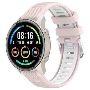 For Xiaomi MI Watch Color 2 22mm Sports Two-Color Steel Buckle Silicone Watch Band(Pink+White)
