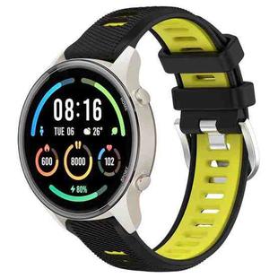 For Xiaomi MI Watch Color 2 22mm Sports Two-Color Steel Buckle Silicone Watch Band(Black+Lime Green)