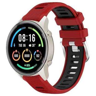 For Xiaomi MI Watch Color 2 22mm Sports Two-Color Steel Buckle Silicone Watch Band(Red+Black)