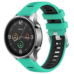 For Xiaomi MI Watch Sport 22mm Sports Two-Color Steel Buckle Silicone Watch Band(Lake Blue+Black)