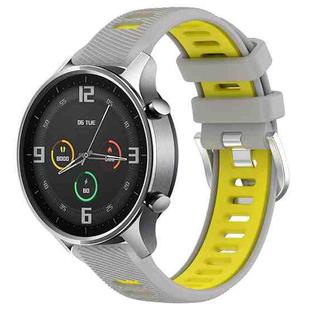 For Xiaomi MI Watch Sport 22mm Sports Two-Color Steel Buckle Silicone Watch Band(Grey+Yellow)