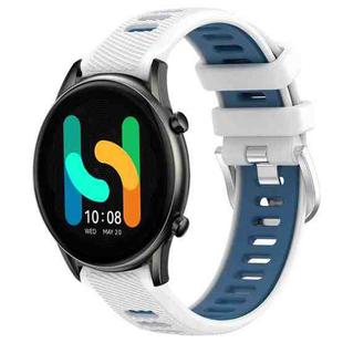 For Xiaomi MI Watch Color 22mm Sports Two-Color Steel Buckle Silicone Watch Band(White+Blue)