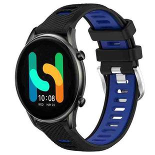 For Xiaomi MI Watch Color 22mm Sports Two-Color Steel Buckle Silicone Watch Band(Black+Blue)
