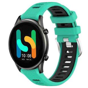For Xiaomi MI Watch Color 22mm Sports Two-Color Steel Buckle Silicone Watch Band(Lake Blue+Black)