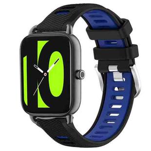 For Xiaomi Haylou RT2 LS10 22mm Sports Two-Color Steel Buckle Silicone Watch Band(Black+Blue)