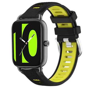 For Xiaomi Haylou RT2 LS10 22mm Sports Two-Color Steel Buckle Silicone Watch Band(Black+Lime Green)