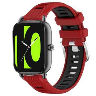 For Xiaomi Haylou RT2 LS10 22mm Sports Two-Color Steel Buckle Silicone Watch Band(Red+Black)
