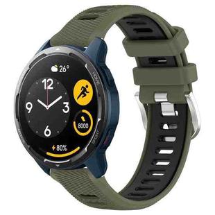 For  Xiaomi Haylou RS4 LS12 22mm Sports Two-Color Steel Buckle Silicone Watch Band(Army Green+Black)