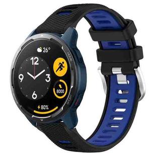 For  Xiaomi Haylou RS4 LS12 22mm Sports Two-Color Steel Buckle Silicone Watch Band(Black+Blue)