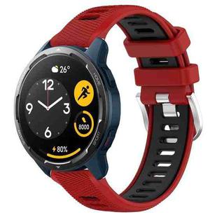 For  Xiaomi Haylou RS4 LS12 22mm Sports Two-Color Steel Buckle Silicone Watch Band(Red+Black)