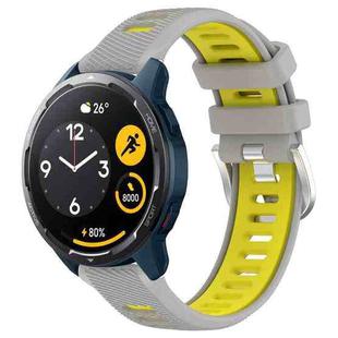 For  Xiaomi Haylou RS4 LS12 22mm Sports Two-Color Steel Buckle Silicone Watch Band(Grey+Yellow)