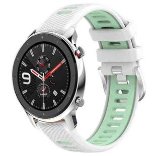 For Amazfit GTR 4 22mm Cross Texture Two Color Silicone Steel Buckle Watch Band(White+Teal)