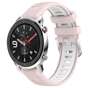 For Amazfit GTR 4 22mm Cross Texture Two Color Silicone Steel Buckle Watch Band(Pink+White)