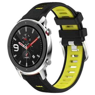 For Amazfit GTR 4 Pro 22mm Cross Texture Two Color Silicone Steel Buckle Watch Band(Black+Lime Green)